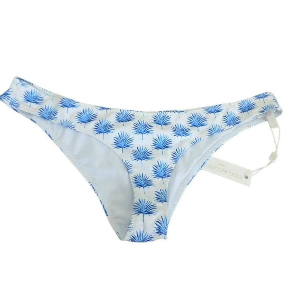 Carolina Constas Bikini Bottom White Blue Palm‎ Size Large NEW